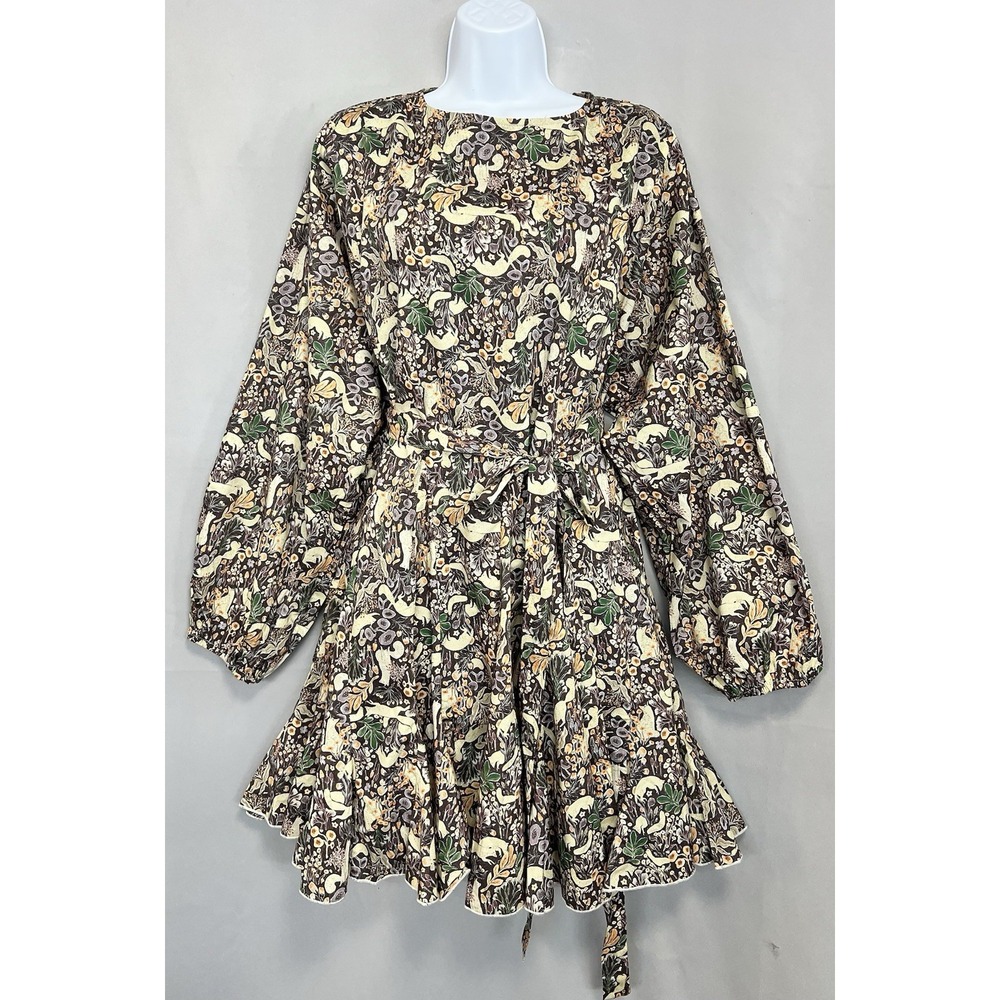 Shop The Mint Dress Sz Large Long Sleeves Belted Ruffle Womens